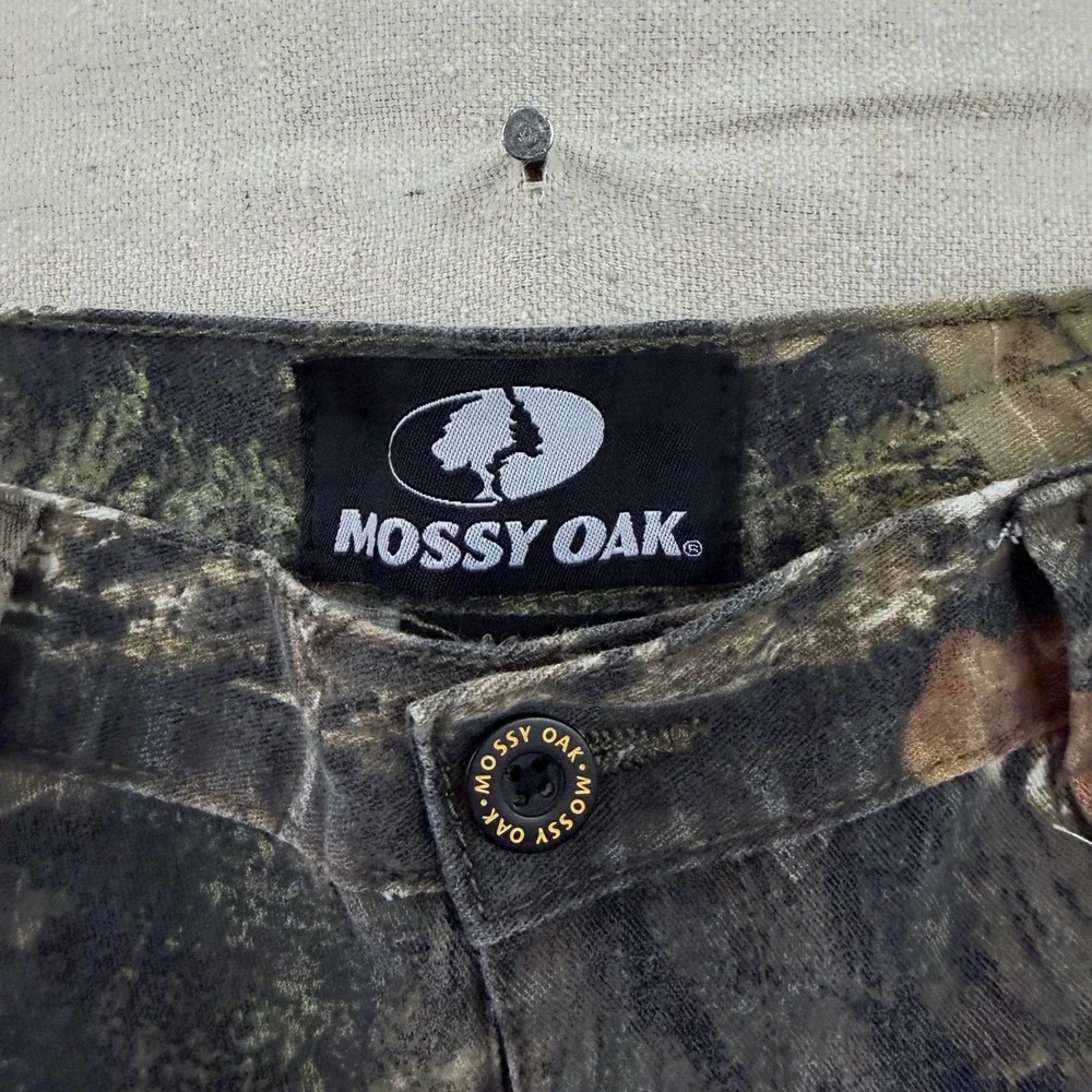 Mossy Oak Cargo Pants Mens 31x29 Camo Brown Green Drawstring Hem Outdoor Utility